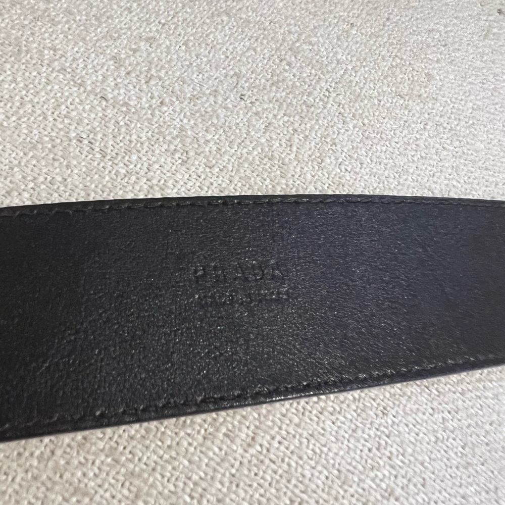 Prada Dark Brown Adjustable Leather Belt with Silver Buckle Logo Clasp - Picture 4 of 7